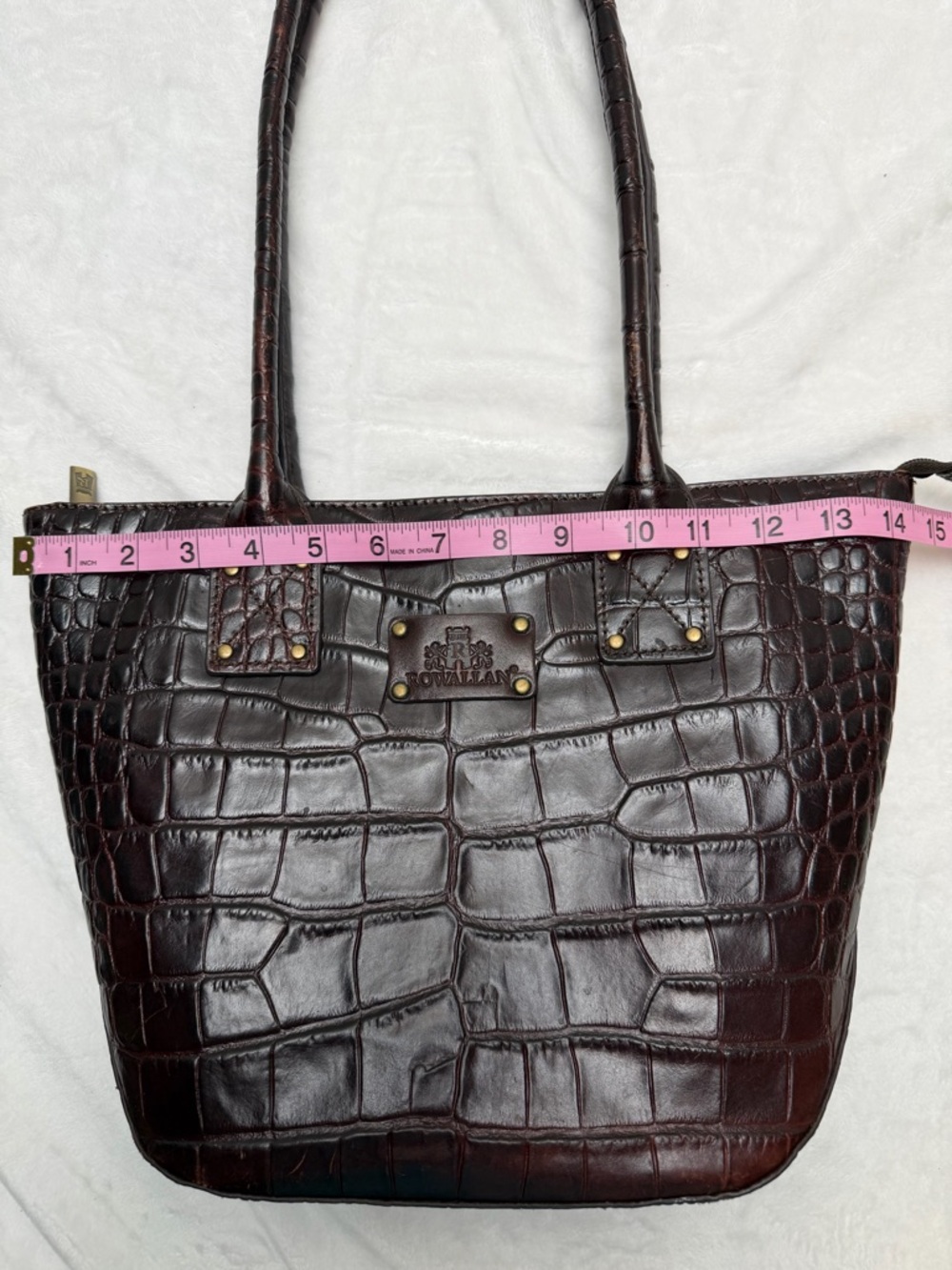 Rowallan of Scotland Croc Embossed Leather Shoulder Tote Bag Timeless Classic - Picture 13 of 16